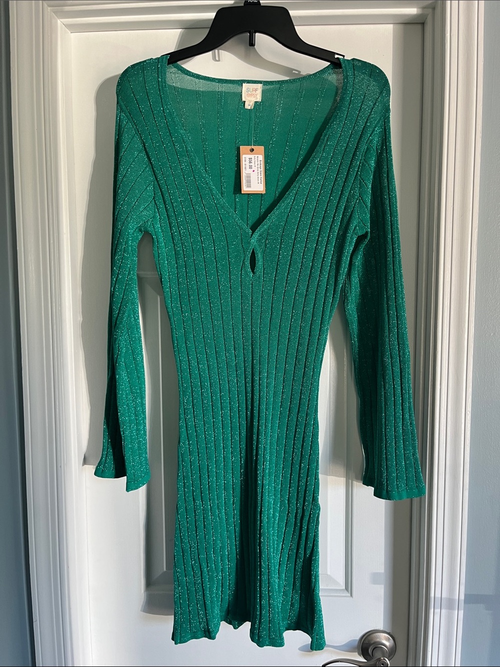 Surf Gypsy Emerald Green Ribbed Knit Dress